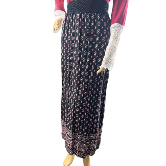 (5 for $25) American Rag Cie Knit Waist Boho Print Maxi Skirt Size Small - Picture 1 of 4